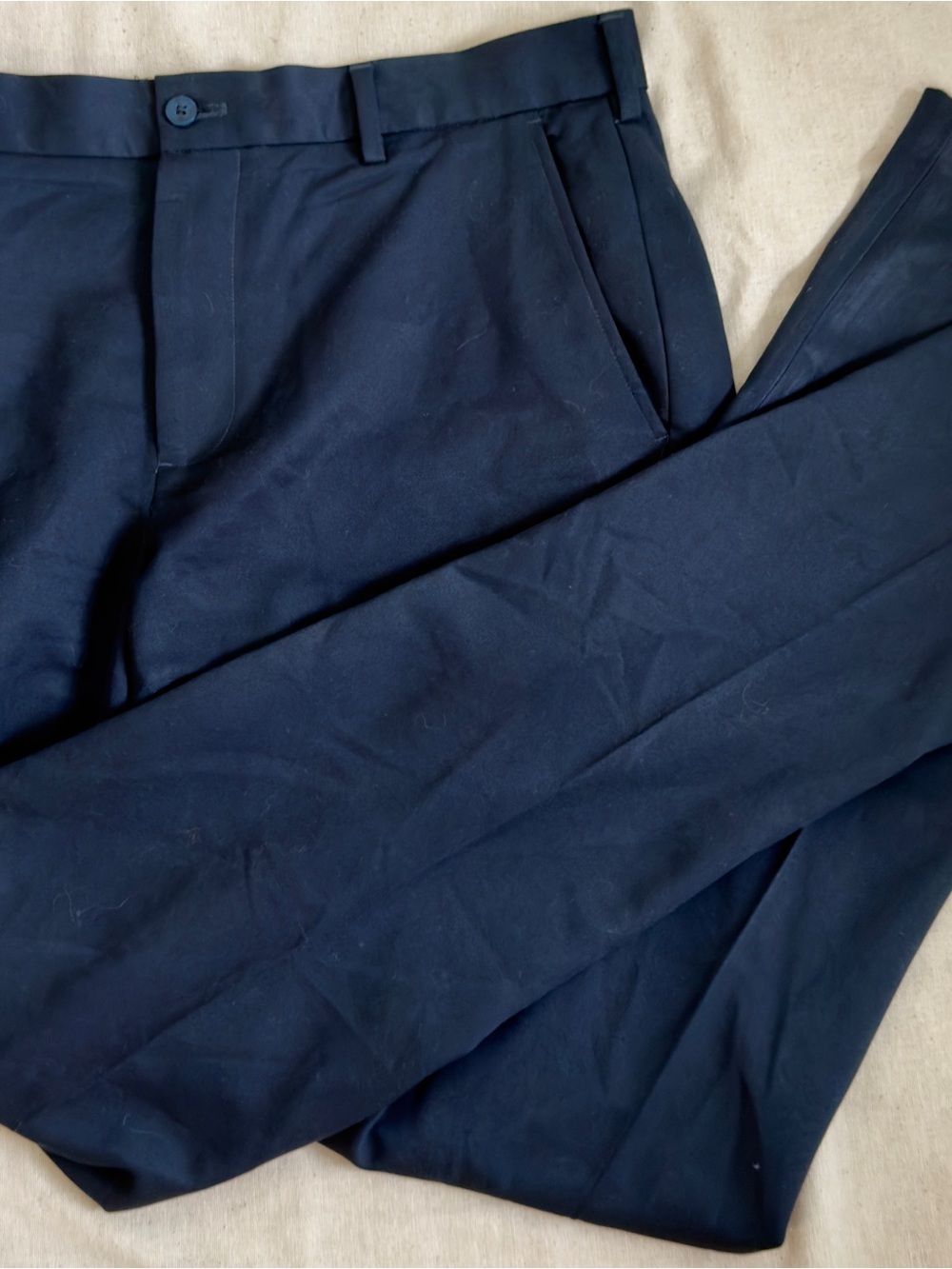 Van Heusen Navy Blue Chino Pants - Tailored Style